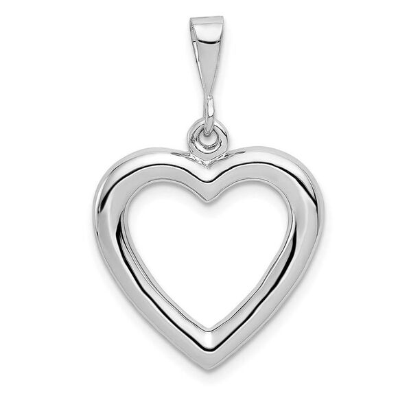 14k White Gold Open Heart Pendant 20mm